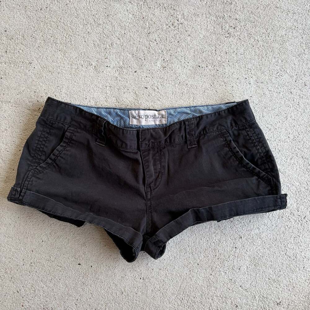 Aeropostale Stretch Black Low Rise MiniShorts Size 5/6